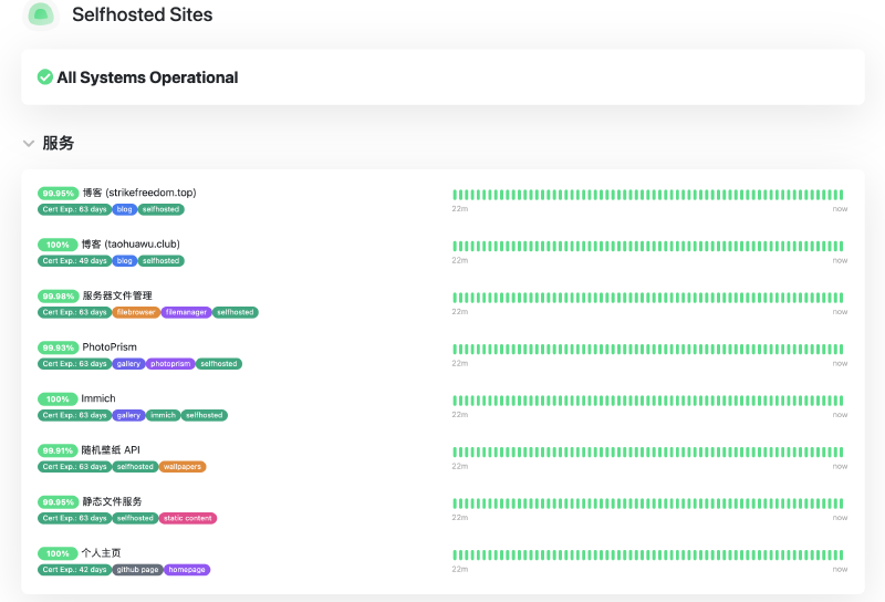 Self-hosted service status